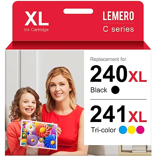 LEMERO 240XL 241XL Remanufactured Ink Cartridge Replacement for Canon PG-240XL 240XL 241XL Combo Pack for PIXMA MG3620 MG3600 TS5120 MG3520 TS5100 MX472 MX432 (1 Black, 1 Tri-Color, 2 Pack)