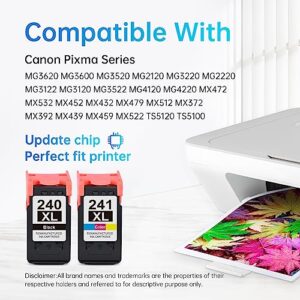 LEMERO 240XL 241XL Remanufactured Ink Cartridge Replacement for Canon PG-240XL 240XL 241XL Combo Pack for PIXMA MG3620 MG3600 TS5120 MG3520 TS5100 MX472 MX432 (1 Black, 1 Tri-Color, 2 Pack)