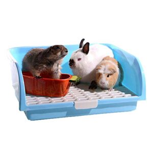 oncpcare super large rabbit litter box, small animal restroom square rabbit litter toilet chinchilla potty trainer guinea pig litter tray for mink squirrel weasel