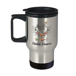 funny chicken lover cup - boho mug, chicken whisperer - 14oz coffee, tea travel mug