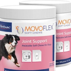 MOVOFLEX Dog Hip & Joint Support for Large Dogs | Veterinarian Formulated Dog Joint Supplement | One Chew A Day | Yummy Dog Treats or Put in Dog Food - Gluten Free | 60 Soft Chews - 2 Pack