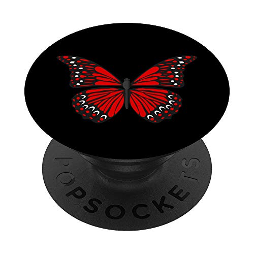 Red Butterfly Black Background PopSockets Swappable PopGrip