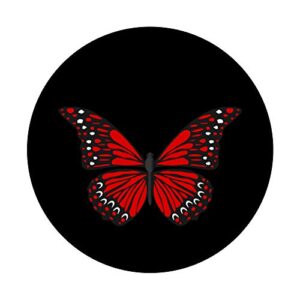 Red Butterfly Black Background PopSockets Swappable PopGrip