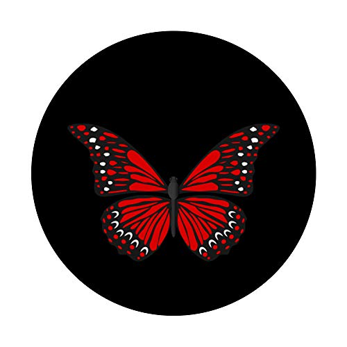 Red Butterfly Black Background PopSockets Swappable PopGrip