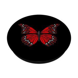 Red Butterfly Black Background PopSockets Swappable PopGrip