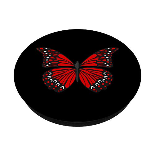 Red Butterfly Black Background PopSockets Swappable PopGrip