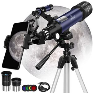 telescopes for adults astronomy,70mm hd aperture 400mm az mount telescopes for astronomy beginners & kid with carry bag tripod phone adapter, portable telescope to observe moon star stargazing travel