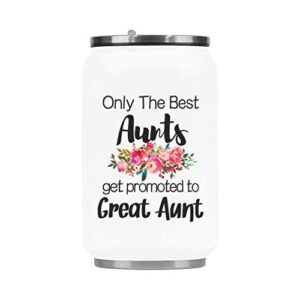 fashion stainless steel insulated vacuum travel mug, only the best aunts get promoted to great aunt travel coffee mug tea cup, funny gifts for christmas birthday mug 10.3 ounce