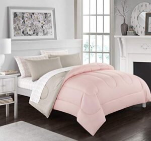 casa lightweight comforter set, full, blush