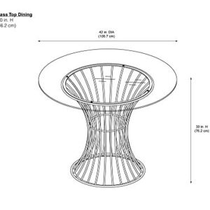 COSMOLiving by COSMOPOLITAN Westwood Modern Clear Tempered Glass Round Top Dining Table with Hourglass Gold Base - Brass