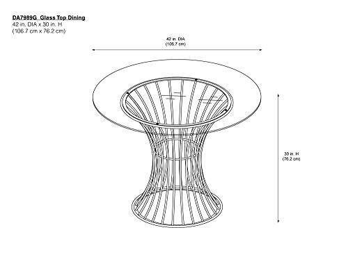 COSMOLiving by COSMOPOLITAN Westwood Modern Clear Tempered Glass Round Top Dining Table with Hourglass Gold Base - Brass