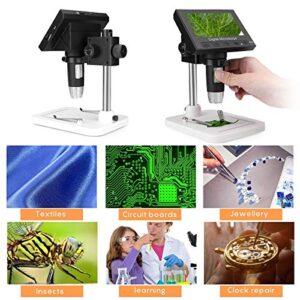 4.3 Inch Coin Microscope, 10X-1000X Magnification LCD Digital Microscope USB Microscope Camera Video Recorder with 8 Light for Adults PCB Soldering Jewelry Repair, Windows Compatible