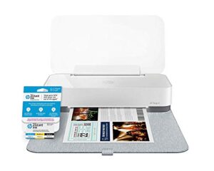 hp tango x smart home printer with indigo linen cover – designed for your smartphone with remote wireless printing (3dp64a) with instant ink prepaid card for 50 100 300 page per month plans (3hz65an)