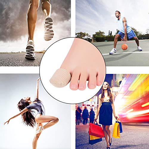 5 Pieces Gel Toe Protectors, Fabric and Silicone Caps, Toe Sleeves Support Toe Tubes for Arthritis, Hammer Toe, Corn Blister, Friction and Rubbing (L Size)