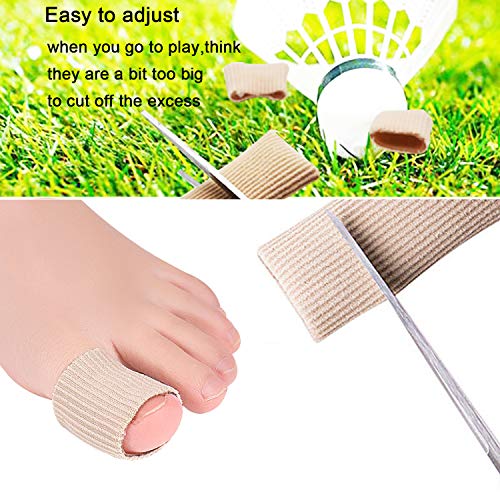 5 Pieces Gel Toe Protectors, Fabric and Silicone Caps, Toe Sleeves Support Toe Tubes for Arthritis, Hammer Toe, Corn Blister, Friction and Rubbing (L Size)