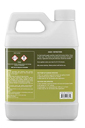 Liquid Lawn Aerator (32 fl oz) - Loosens & Conditions Compacted Soil - Alternative to Core and Mechanical Aeration - Improves Water Penetration & Drainage + Soil Oxygenation - American Made