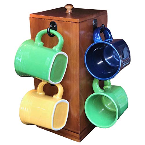 Autumn Alley Mug Holder - Coffee Mug Tree - Bamboo Rotating Cup Holder with Coffee Pod Storage - 8 Mug Tree Stand Spinning Countertop Mug Rack - Coffee Mug & Cup Holder Tree for Counter