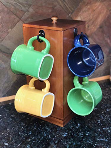 Autumn Alley Mug Holder - Coffee Mug Tree - Bamboo Rotating Cup Holder with Coffee Pod Storage - 8 Mug Tree Stand Spinning Countertop Mug Rack - Coffee Mug & Cup Holder Tree for Counter