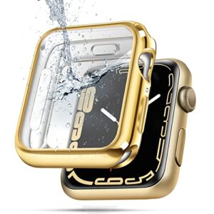 top4cus 44mm cover soft tpu anti-scratch lightweight 44mm iwatch case all-around screen protector, optional cases compatible with apple watch series 8/7 series se2/6/se/5/4 series 3/2/1 - gold