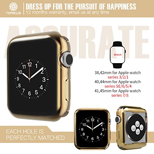 top4cus 44mm Cover Soft TPU Anti-Scratch Lightweight 44mm Iwatch Case All-Around Screen Protector, Optional Cases Compatible with Apple Watch Series 8/7 Series SE2/6/SE/5/4 Series 3/2/1 - Gold