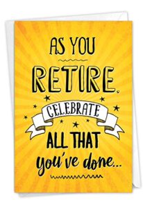 nobleworks - funny retirement card with envelope, colorful retiree congrats greeting - as you retire c6875rtg
