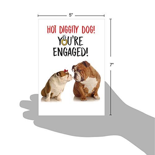 NobleWorks - Funny Bulldog Engagement Greeting Card - Love, Pet Animal Card Wedding Congratulations with Envelope (1 Card) - Engaged Dogs C6897ENG