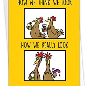 NobleWorks - 1 Happy Birthday Cartoon Greeting Card - Funny Notecard with Envelope, Comic Stationery - How We Look C6969BDG