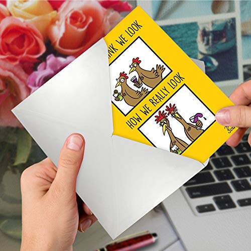 NobleWorks - 1 Happy Birthday Cartoon Greeting Card - Funny Notecard with Envelope, Comic Stationery - How We Look C6969BDG
