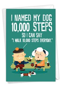 nobleworks - 1 funny birthday greeting card with envelope - grown-up humor, happy birthday card for grandpa - 10,000 steps c6896bdg