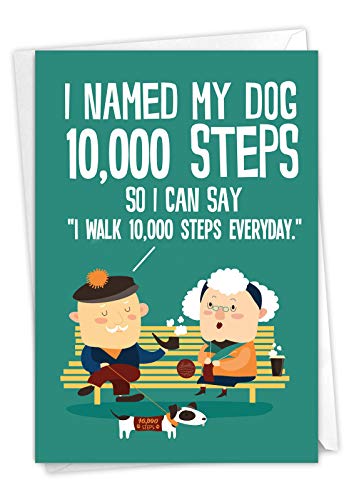 NobleWorks - 1 Funny Birthday Greeting Card with Envelope - Grown-Up Humor, Happy Birthday Card for Grandpa - 10,000 Steps C6896BDG