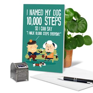 NobleWorks - 1 Funny Birthday Greeting Card with Envelope - Grown-Up Humor, Happy Birthday Card for Grandpa - 10,000 Steps C6896BDG