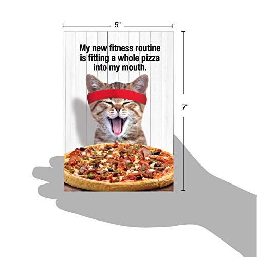 NobleWorks - 1 Cute Birthday Card with Envelope - Funny Wild Animals and Pets, Birthday Greeting - Pizza Fitness C6935BDG