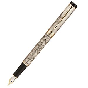 jinhao 5000 vintage luxurious metal fountain pen beautiful dragon texture carving, ancient gray colour