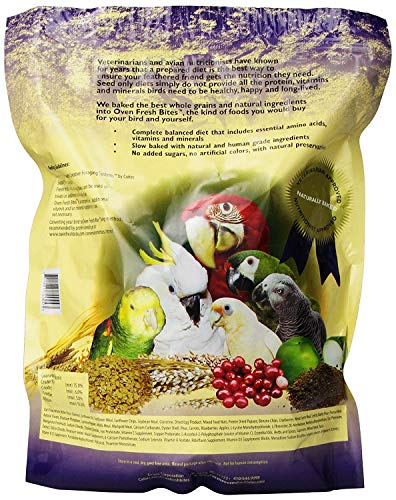 2 Pack, Caitec Oven Fresh Bites Natural Baked Avian Diet, Nutritional, Whole Grain, Large Parrot Food. 48 Oz. Ea.