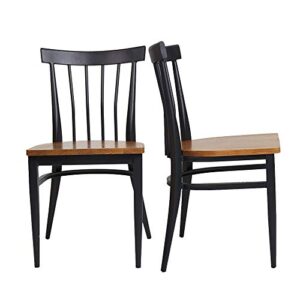 luckyermore heavy duty dining chairs set of 2, natural wood seat and sturdy metal frame kitchen chairs for restaurant, dining room cafe bistro, fully assembled, 400lbs capacity, comb back