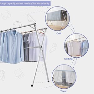 HYNAWIN Clothes Drying Racks, Upgraded Stainless Steel Laundry Drying Rack, Heavy Duty Collapsible Garment Rack, Clothes Storage Rack for Indoor Outdoor, 1.5M/59 in