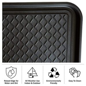 Stalwart All Weather Boot Tray - Large Water Resistant Plastic Utility Shoe Mat for Indoor and Outdoor Use in All Seasons (Set of Two, Black)