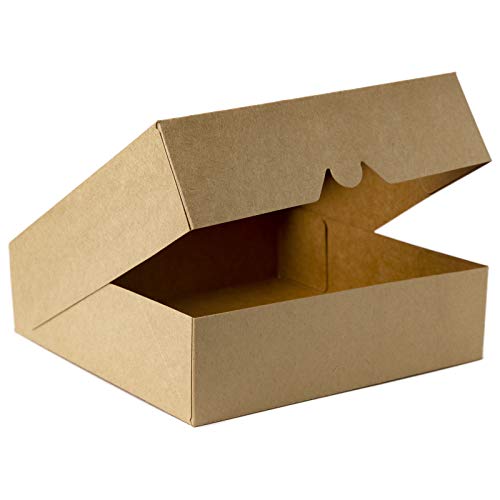 ONE MORE 10inch Natural Kraft Bakery Pie Boxes With PVC Windows,Large Cookie box 10x10x2.5inch 12 of Pack (Brown,12)