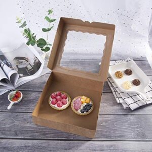 ONE MORE 10inch Natural Kraft Bakery Pie Boxes With PVC Windows,Large Cookie box 10x10x2.5inch 12 of Pack (Brown,12)