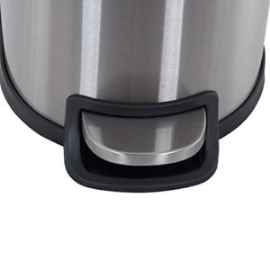 Design Trend Oval Slim Stainless Steel Step Trash Can with Soft Close Lid | 10 Liter / 2.6 Gallon, Silver