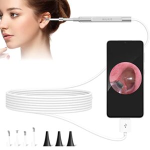 ear wax removal camera for android phone tablet, mac, pc, 1280x720hd smart visual ear cleaner with camera tool kit, at home ear infection detector ear wax remover otoscope with light