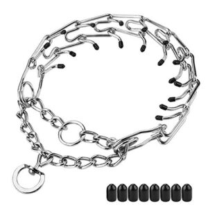 aheasoun prong collar for dogs, choke collar for dogs, pinch collar for large medium and small dogs, stainless steel adjustable with comfort rubber tips, safe and effective (large, 4.0mm, 23.6-inch)