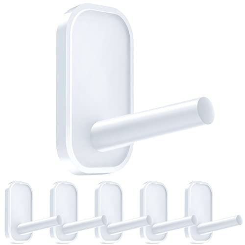 INNÔPLUS Adhesive Hooks, Utility Hooks Heavy Duty, Wall Hooks for Kitchen Bathroom Office, Removable Waterproof Hooks for Hanging, Hooks for Backpack, hat, Scarf, Belt, Hanging Coats (6 Pack, White)