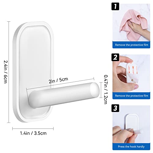 INNÔPLUS Adhesive Hooks, Utility Hooks Heavy Duty, Wall Hooks for Kitchen Bathroom Office, Removable Waterproof Hooks for Hanging, Hooks for Backpack, hat, Scarf, Belt, Hanging Coats (6 Pack, White)