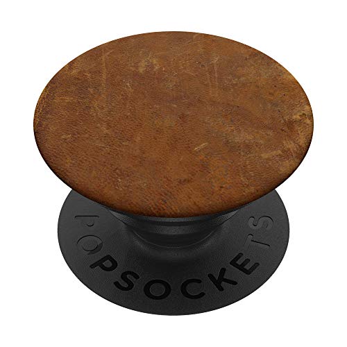 Brown Leather Holder Vintage Rustic Print Phone Grip Stand PopSockets PopGrip: Swappable Grip for Phones & Tablets