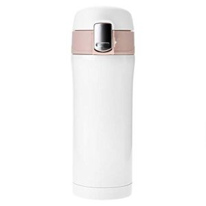 vacuum insulated water bottle stainless steel leak proof flip cap travel mug coffee tea cup outdoor sports camping 350ml(white)