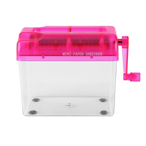 Portable Paper Shredder, A6 Portable Mini Manual Paper Cut Shredder for Office Home School 16 × 9 × 14.5 cm(Pink)