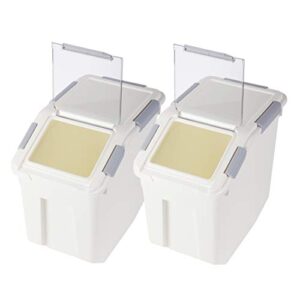 Rice Storage Container with Wheels Seal Locking Lid PP((507.27oz / 3.96gal / 80cup / 15L),Pack-2)