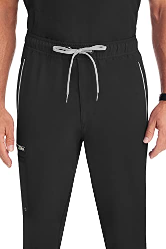 Healing Hands 6 Pocket Mens Scrubs Pant HH360 9171 Noah Cargo Scrub Pant for Men Full Elastic with Drawstring Black MSH