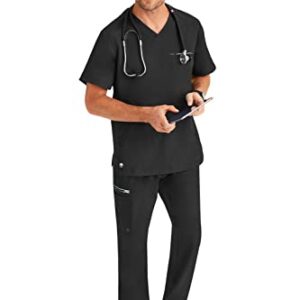 Healing Hands 6 Pocket Mens Scrubs Pant HH360 9171 Noah Cargo Scrub Pant for Men Full Elastic with Drawstring Black MSH